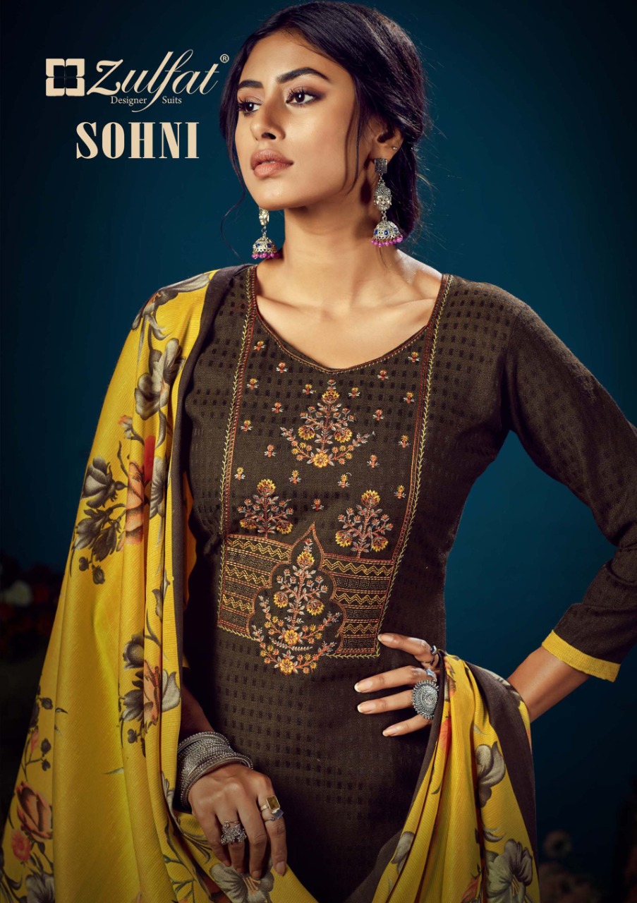 Zulfat Designer Suits Sohini Pure Pashmina Printed Festive Wear Suit  Catalog at Wholesale rate 