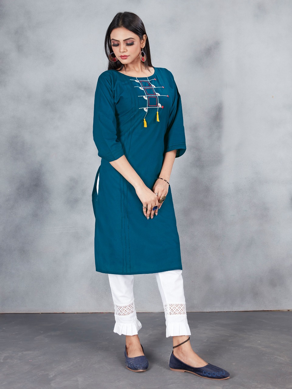 fashion queen designer premium cotton with embroidery work kurti