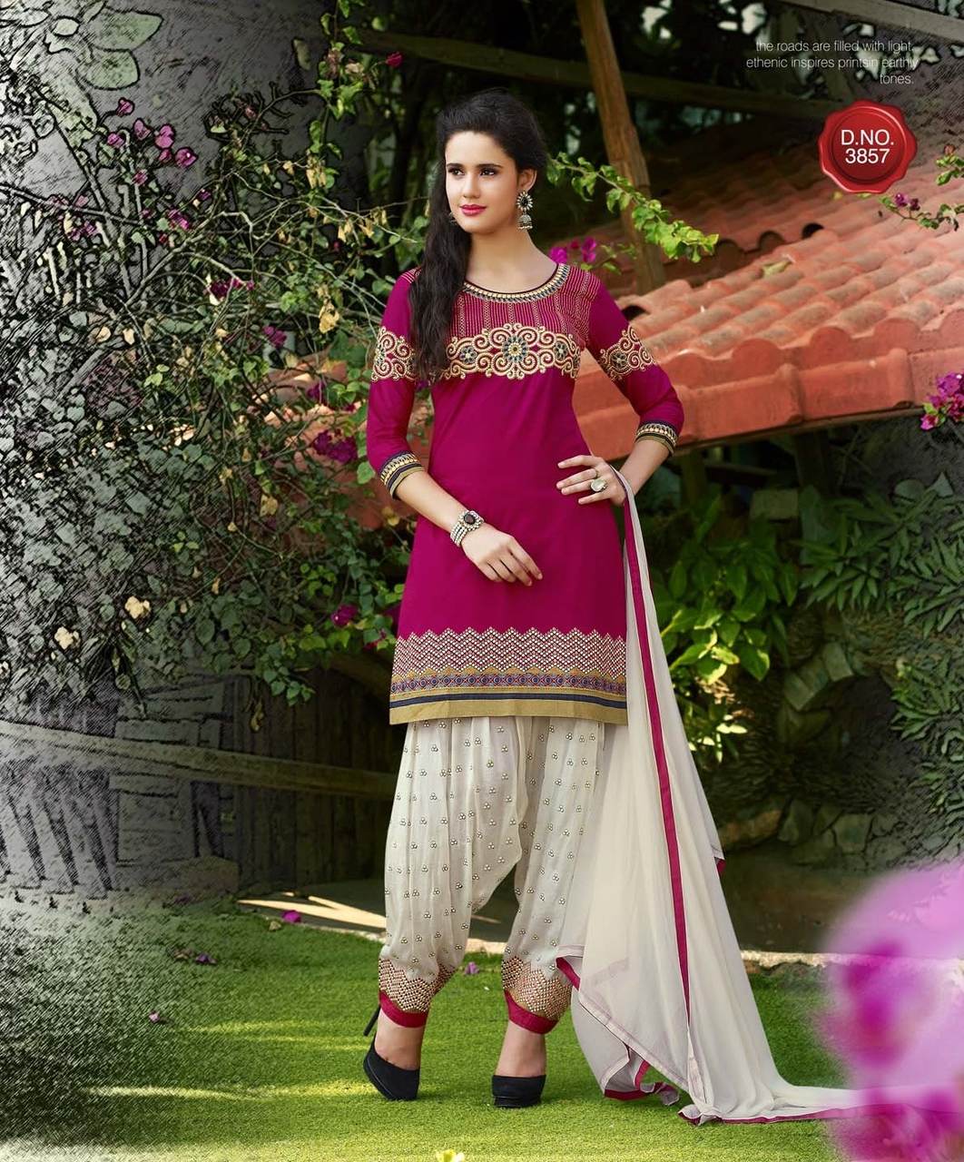 Kvs Pind Of Patiala Designer Cotton Satin with Embroidery Work Salwar Suit Catalog at Wholesale rate 