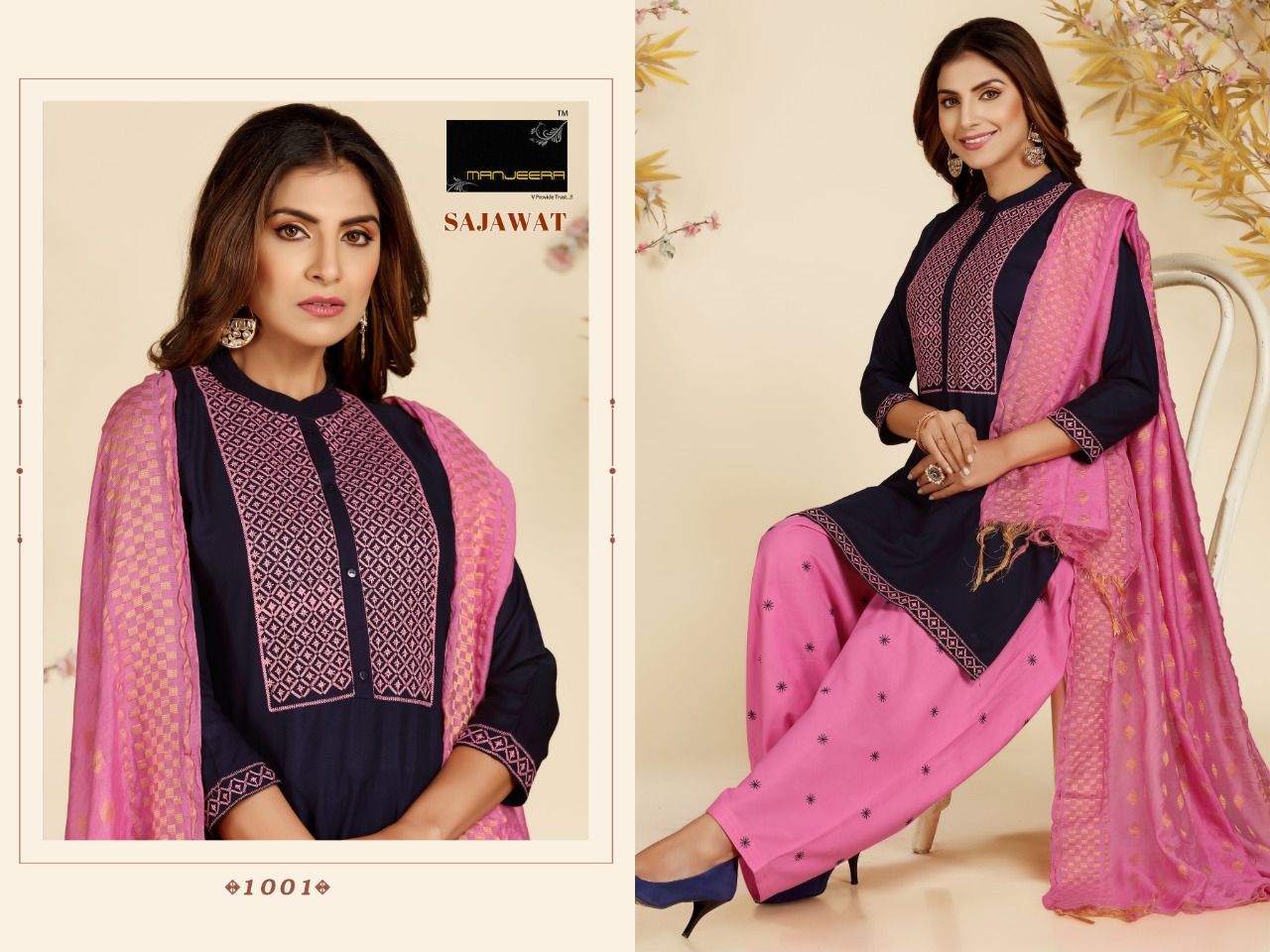 Manjeera Sajawat Designer Rayon Festive Wear Patiala Suit Wholesaler in surat 