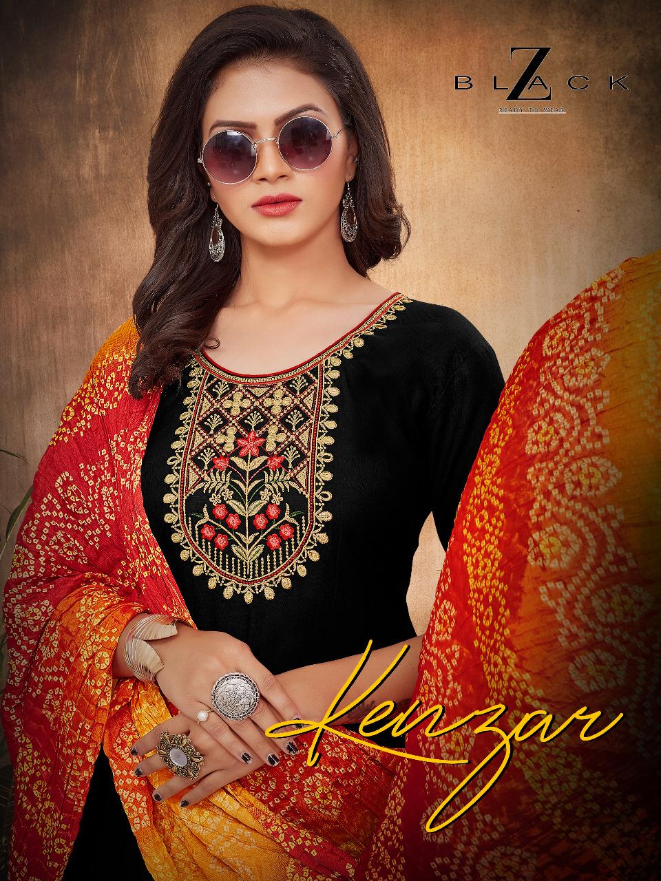 Z-Black  Kenzar Designer Rayon Embroidered Patiala Suit Catalog at Wholesale rate 