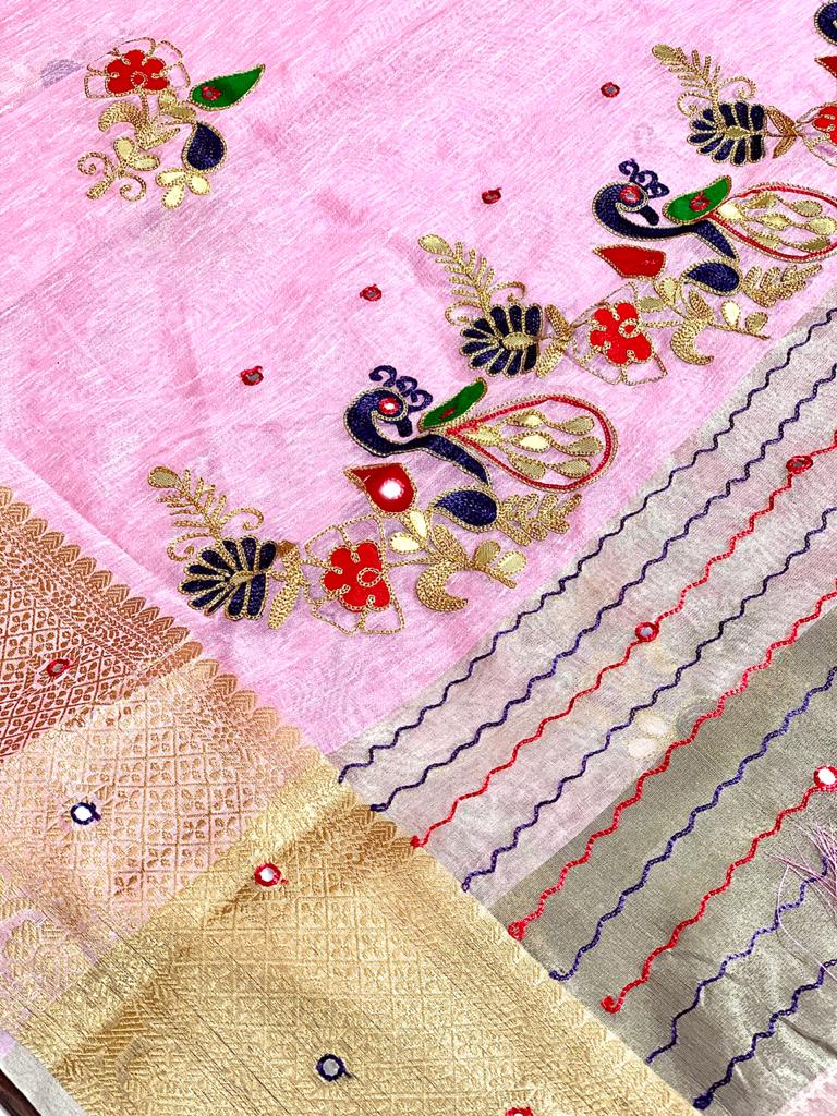 Thankar Gota work  Designer Chanderi Lilan Silk Saree Catalog at Wholesale rate 