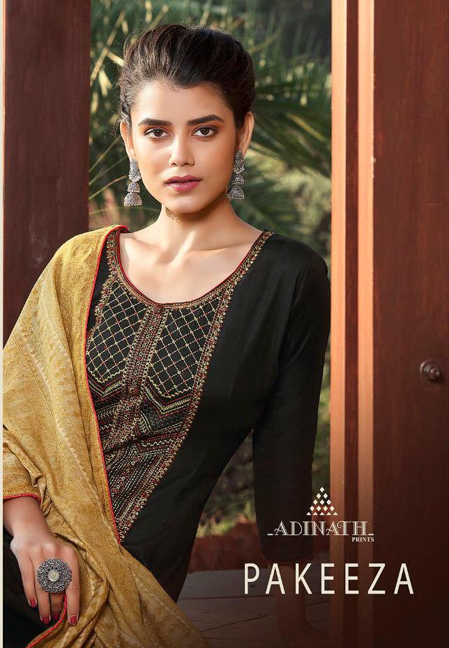 Adinath Print Pakeeza Beautiful Heavy Jam Cotton Print & Embroidered Salwar Suit Catalog at Wholesale rate 