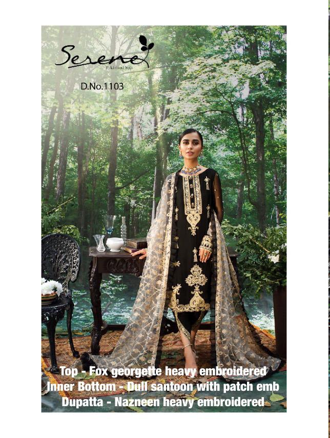Serene Azalea Dn 1103 Beautiful Faux Georgette Embroidered Pakistani suit Catalog at Wholesale rate 