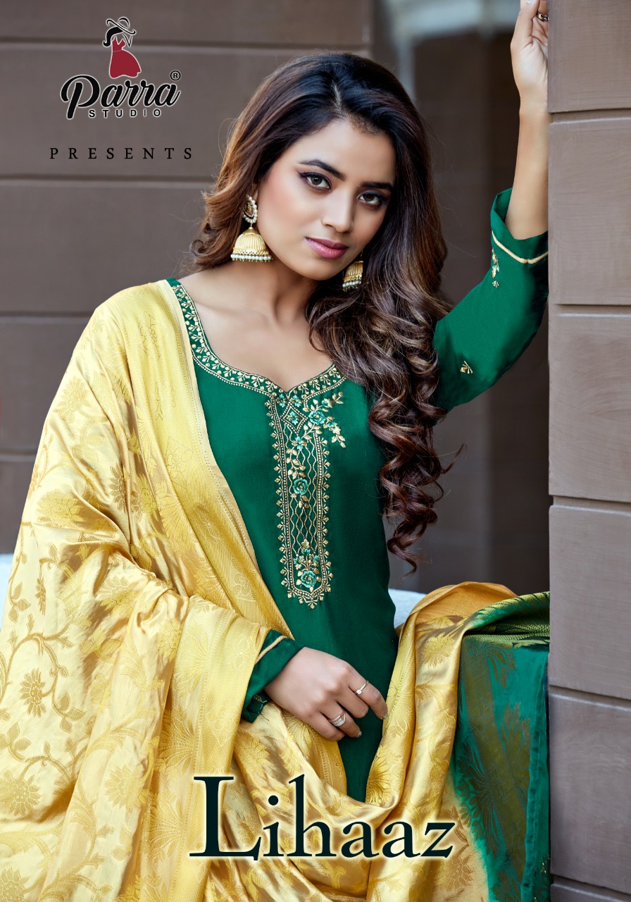 Parra Studio Lihaaz vol 1 Heavy Embroidered Cinon Silk Readymade Suit with Banarasi Dupatta Catalog at Wholesale Rate