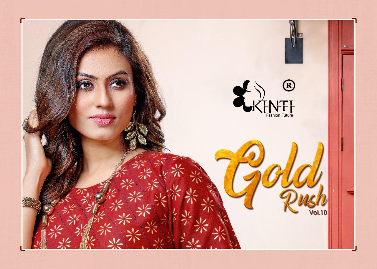 Kinti Gold Rush Vol 10 Rayon Two Tone Printed Casual wear kurti Catalog At Wholesale Rate