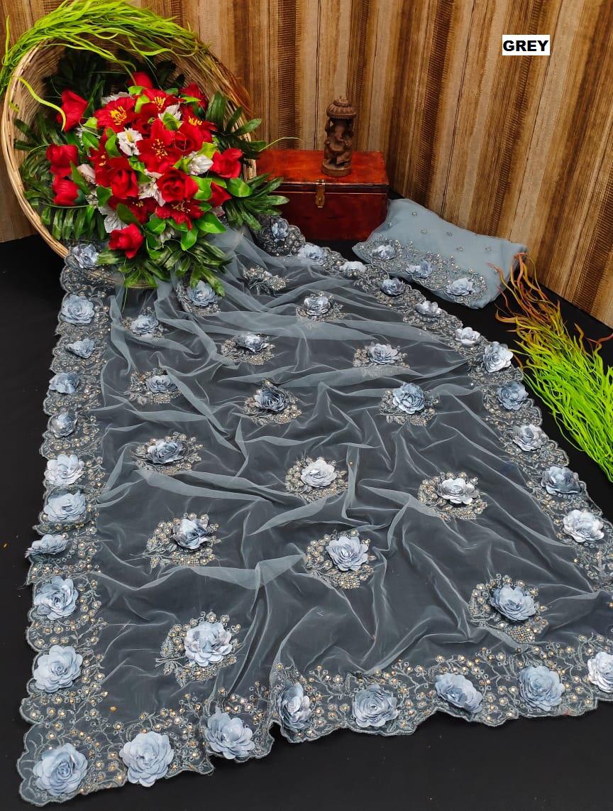 Thankar DF 3159 Party Wear Mono Net With Heavy Embroidery Catalog Saree At Wholesale Rate 