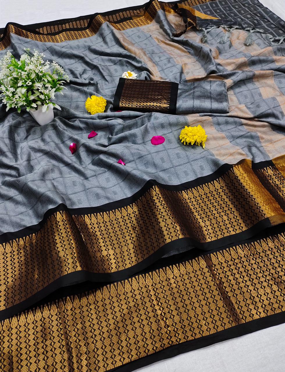 Thankar Nora Silk Party Wear Soft Cotton Silk with broad border Catalog Saree At Wholesale Saree 