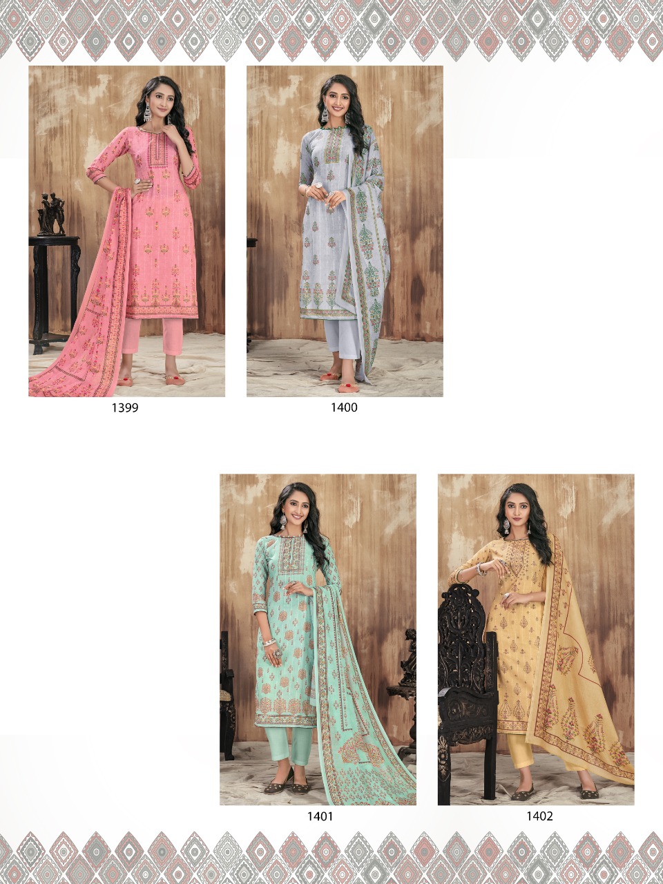Bipson Nazakat 02 Cotton Printed Summer wear Dress material At wholesale Rate