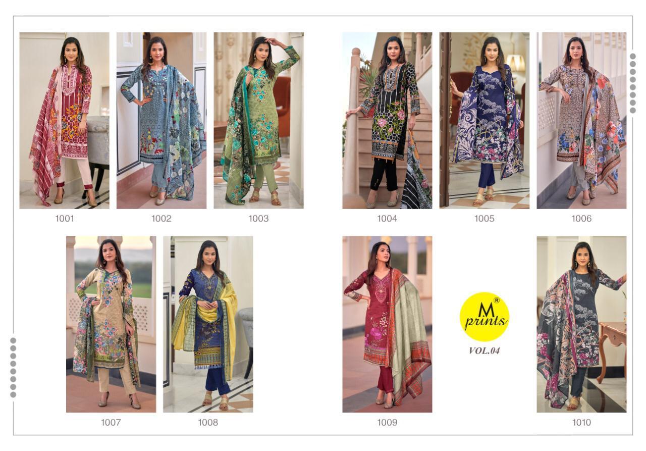 M Prints Vol 04 Exclusive Cotton Printed Pakistani Suit At Wholesale Rate