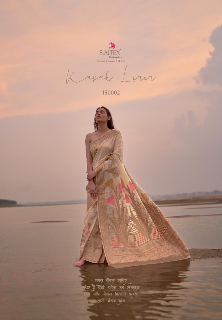 Rajtex Kasak Linen Presents Newly Partywear Pure Linen Silk Saree At Wholesale Rate