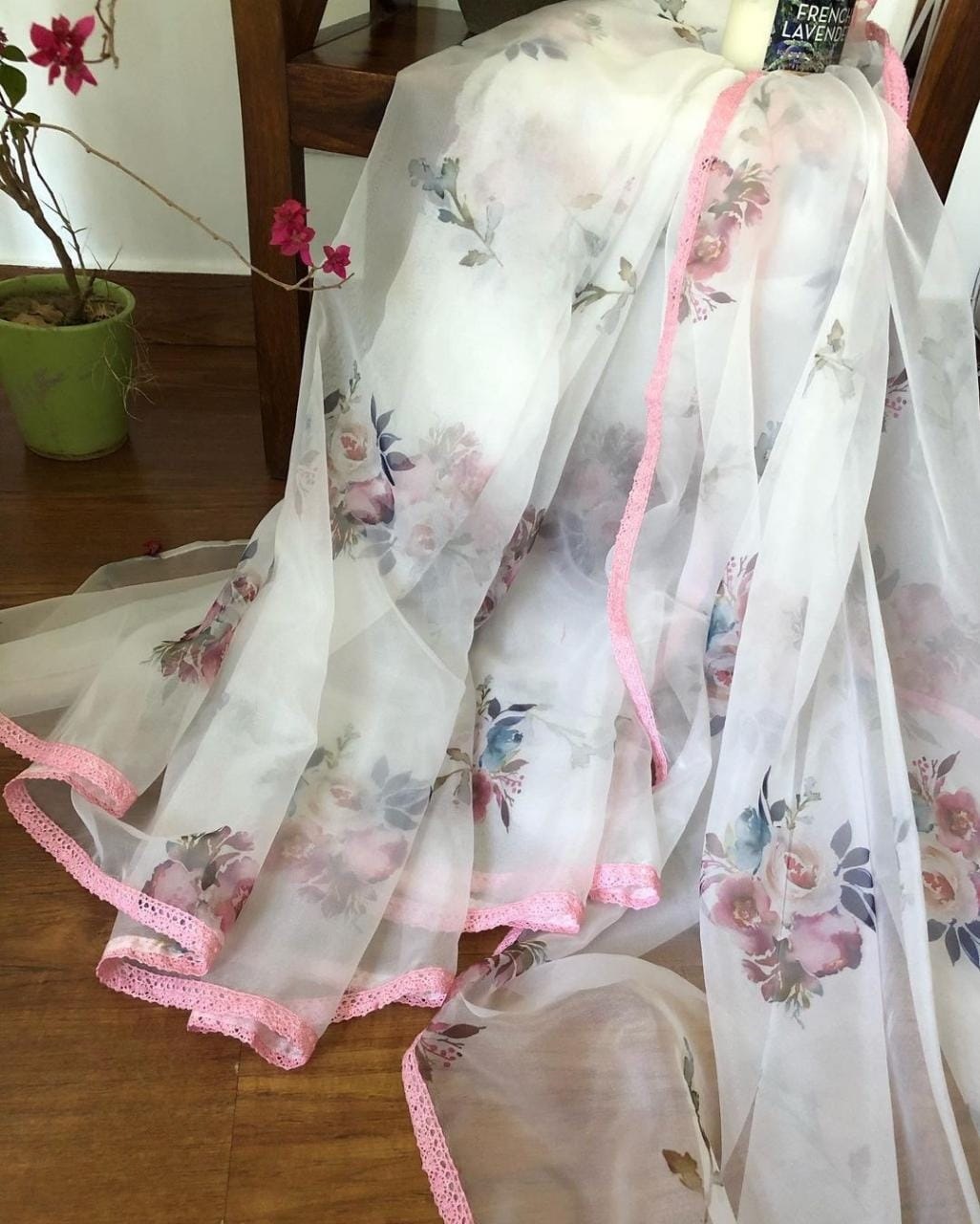 Thankar Presents Digital Printed Soft Organza Silk Saree With Lace Border At Wholesale Rate