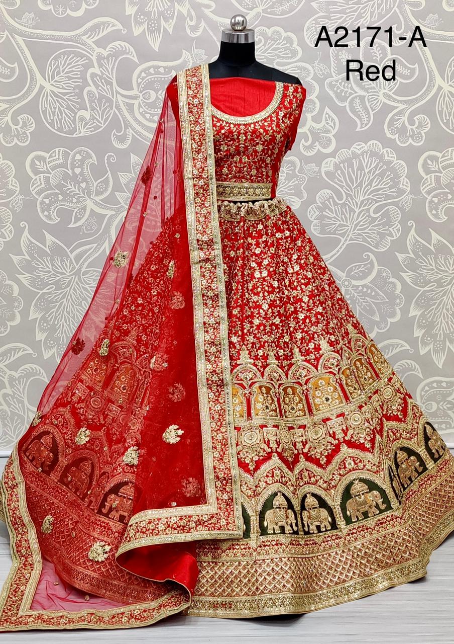 A2171 Presents Designer Work on Slub Silk Perfect Bridal Lehenga Choli At Wholesale Rate
