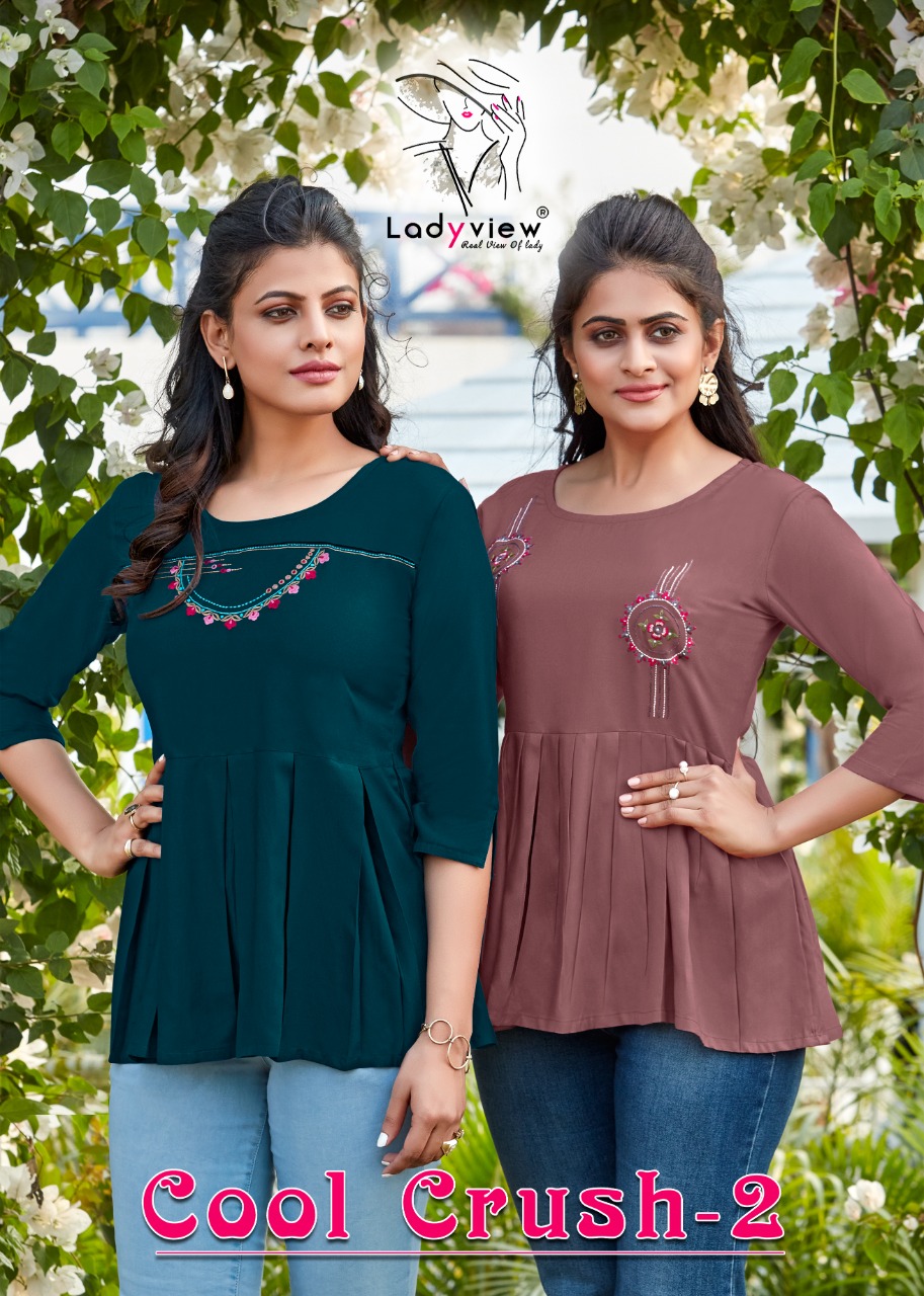 Ladyview Present Cool Crush Vol-2 Heavy 14kg Rayon with Heavy  Embrodery Work Top Catalog