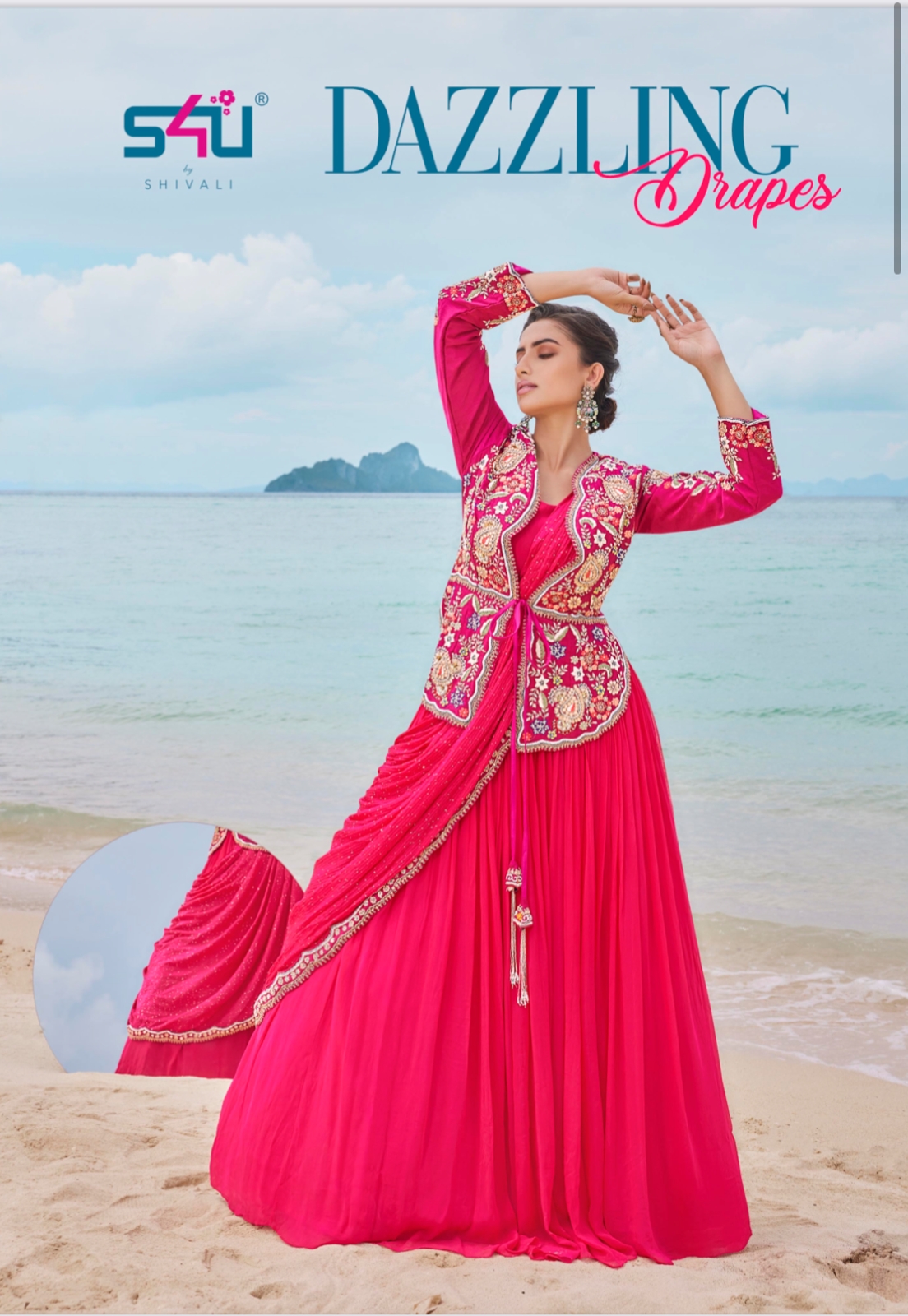 S4U Dazzling Drapes  Georgette & Imported lycra designer drape sarees