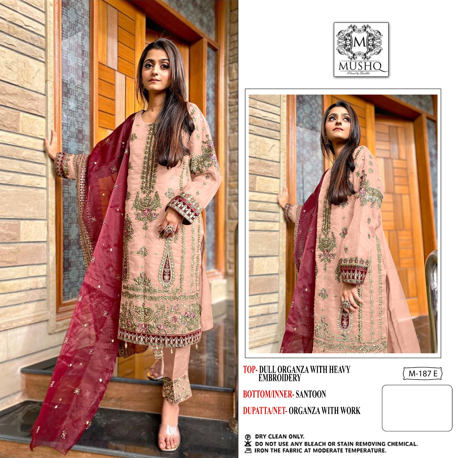 MUSHQ A BRAND BY SHRADDHA PURE ORGANZA EMBROIDERED WITH DAIMOND MOTI  WITH TUSSEL KURTI