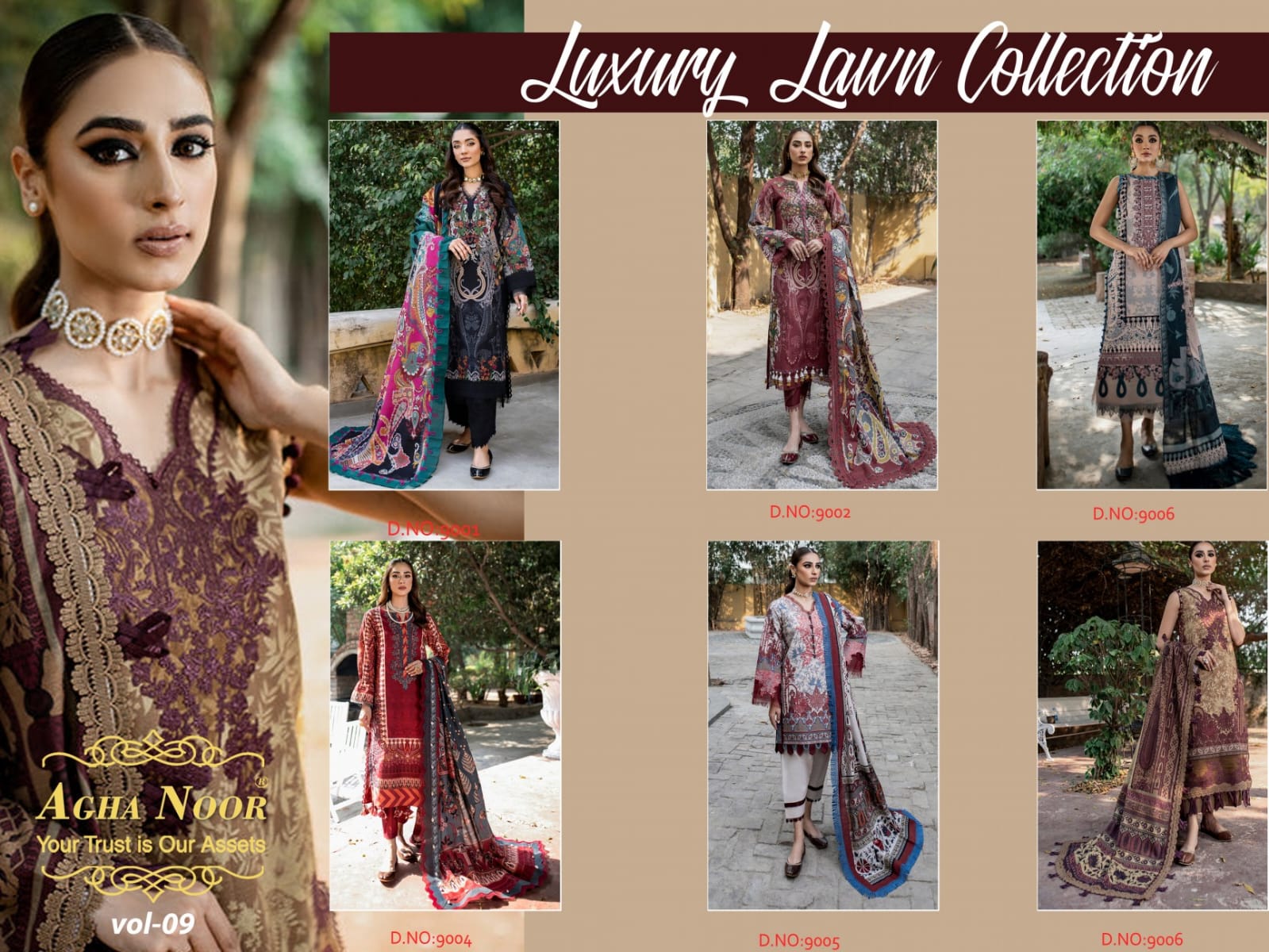 AGHA NOOR VOL-9 LAXURY LAWN COLLECTION DRESS MARTINS 