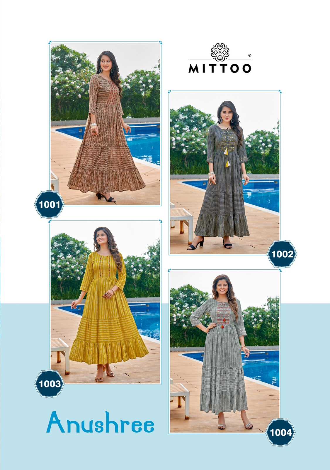 MITTOO ANUSHREE Rayon Wrinkle Print with work & Hand work Kurtis 
