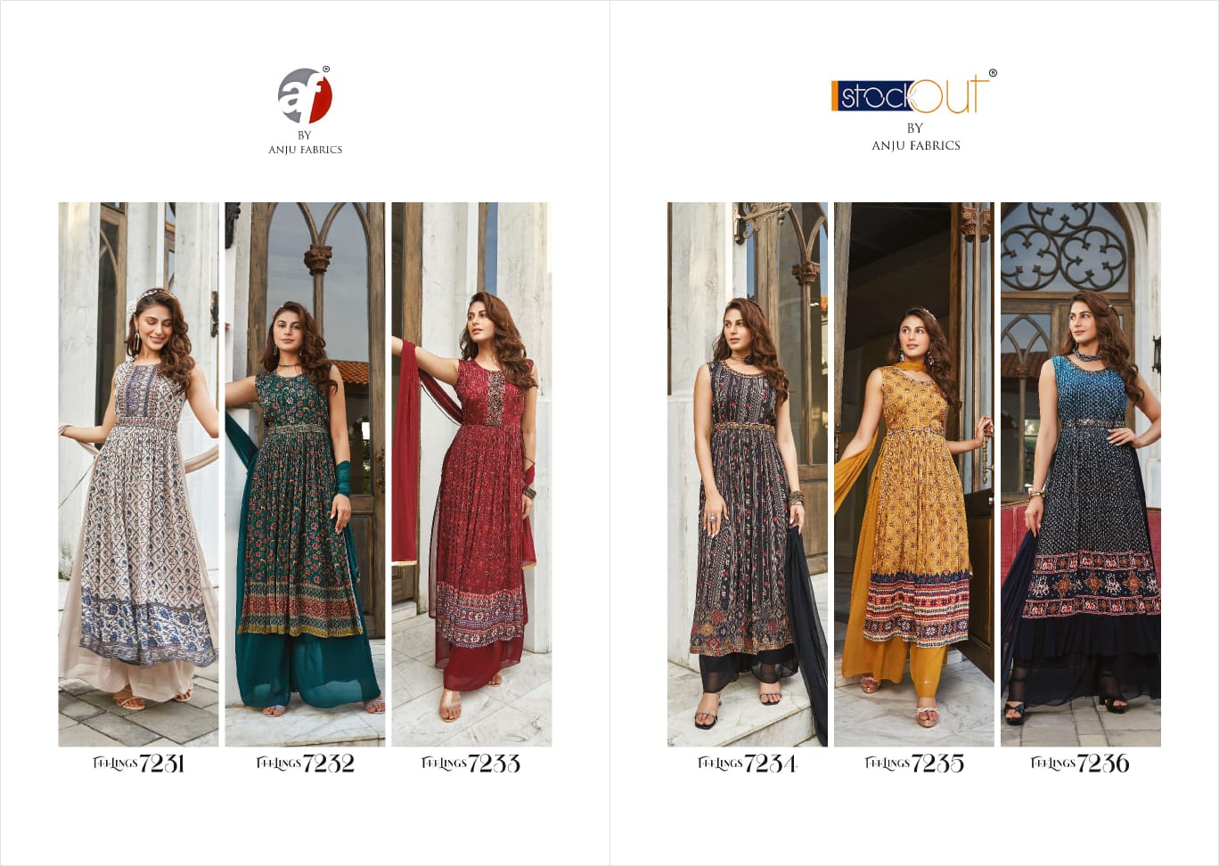 Feelings Vol-2 PURE CROCHET CHINON WITH DIGITAL PRINT KURTIS WITH PURE GEORGETTE BOTTOM