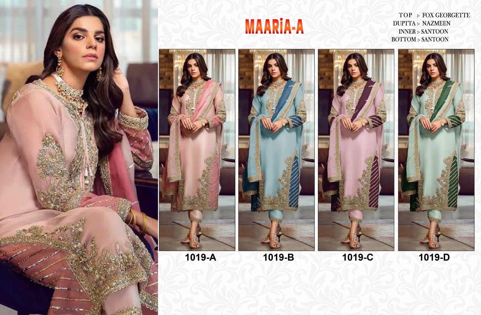 MAARiA-A Present Pakistani 1019 Heavy Fox Georgette with Embroidery Sequence Work Kurtis 