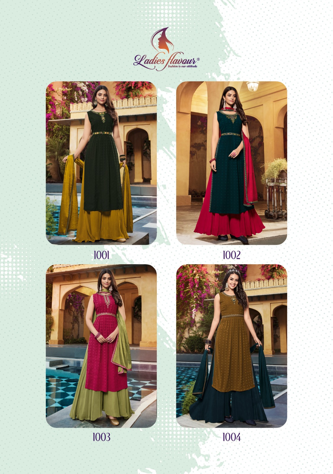  Ladies Flavour Sagun Wedding Nyra CutmFancy Weaving Georgette With Pure Khatli Work With Heavy Georgette Palazzo 