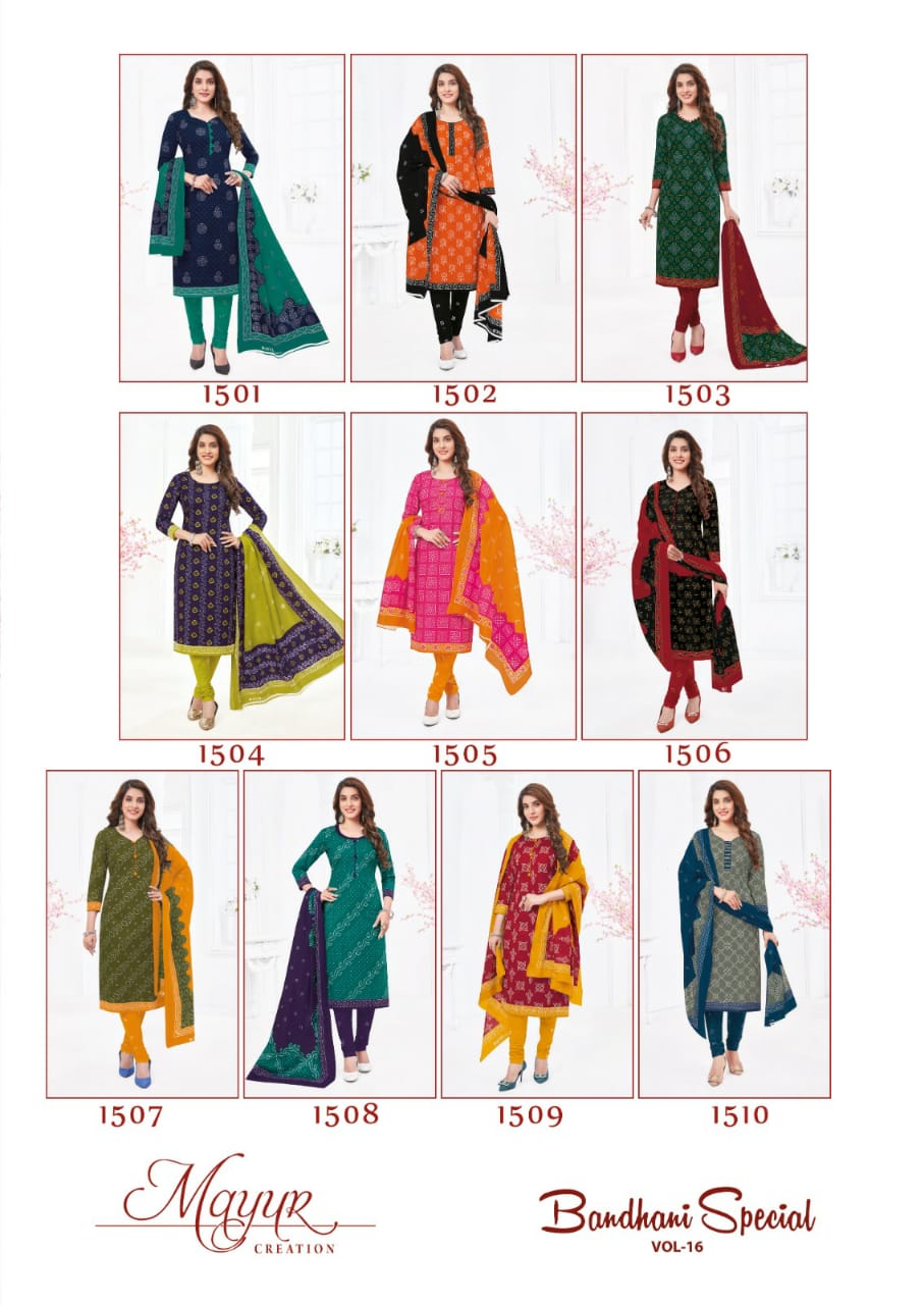 Mayur Creation Bandhani Special Vol-16 Pure Cotton Dress Material 