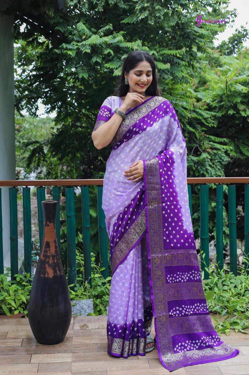 PAVITRA  Pure Bandhej silk saree With comfortable Bandhej silk drapes that is super stylish and pretty Sari