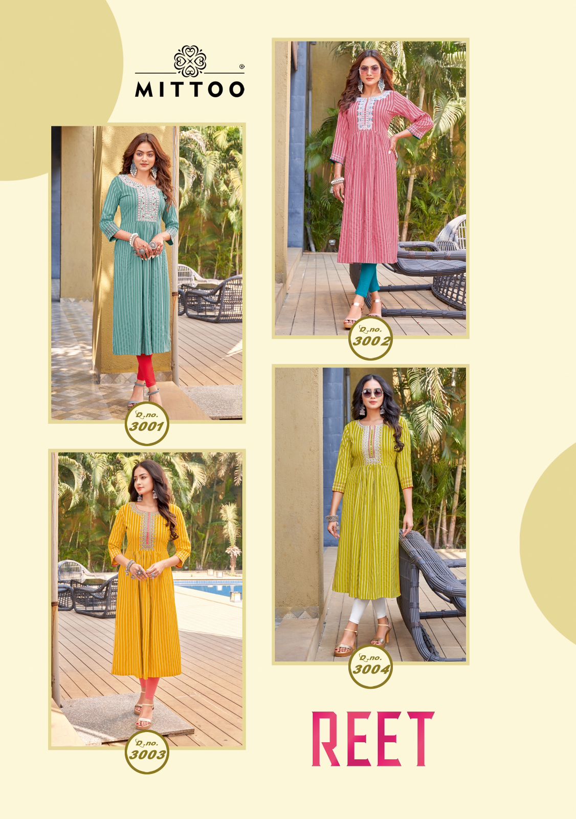 MITTOO REET Rincle Rayon With Handwork & Embroidery Work Ready Made Kurtis 