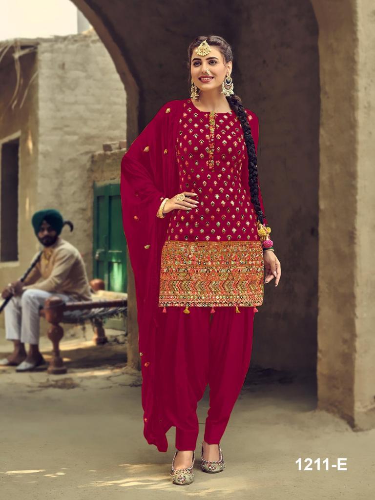 Heavy Faux Georgette With Embroidery Work With Sequence Work Patiyala Suits