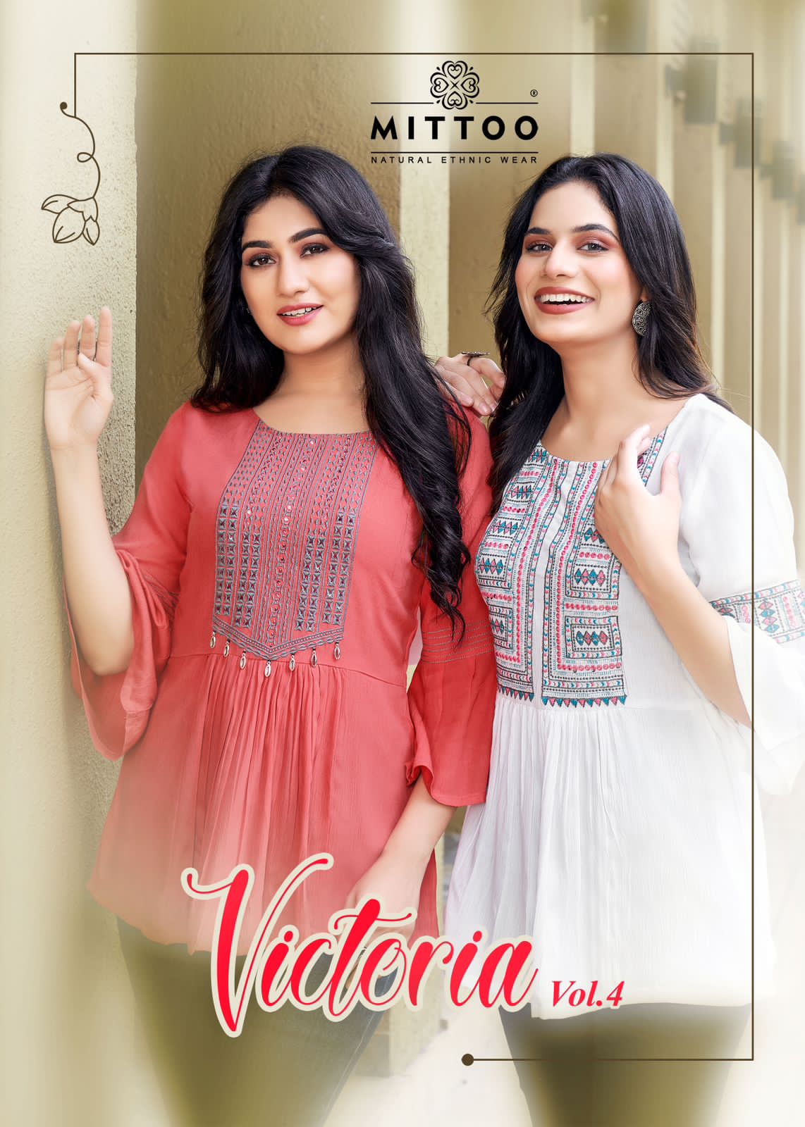 MITTOO VICTORIA Vol 4 Wrincle Rayon With Embroidery and Handwork Top