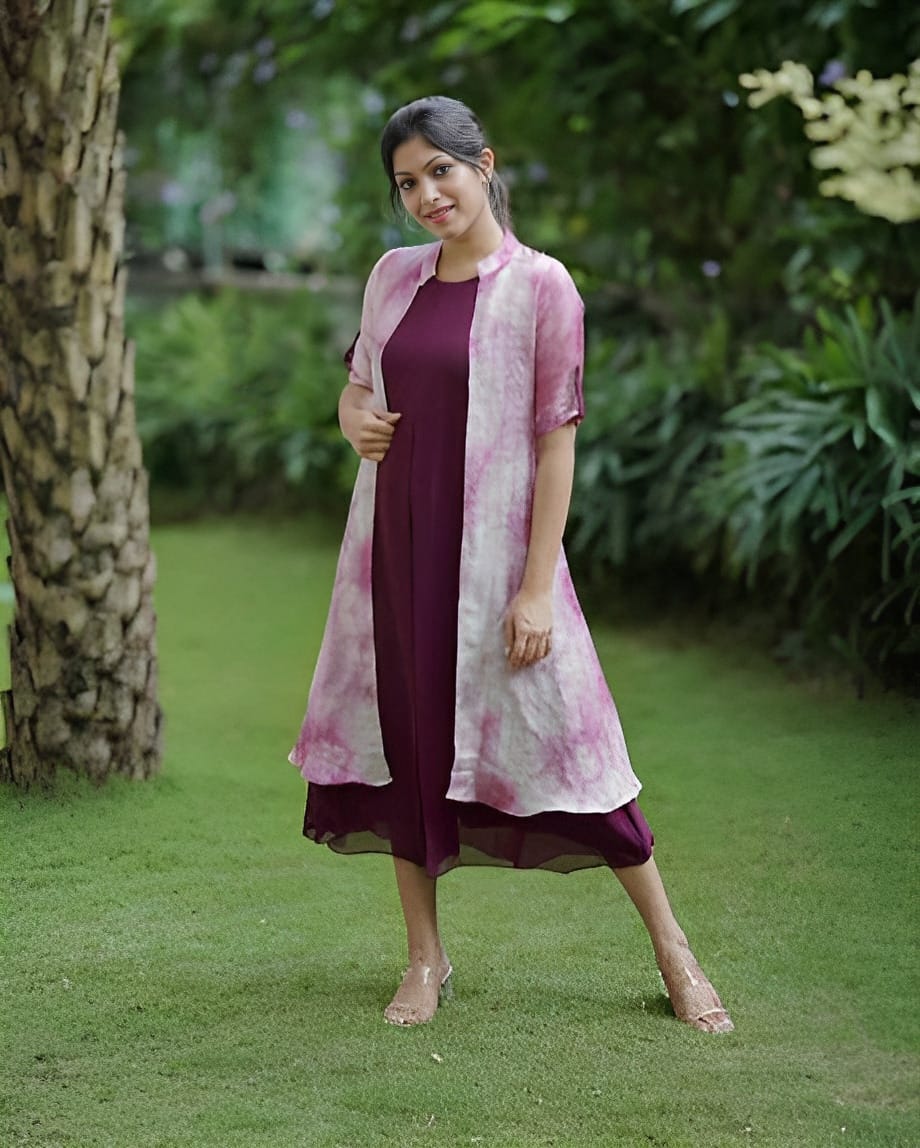 Fancy Weaving Cotton With full surge Long Gown Style Kurti Cotton fabric