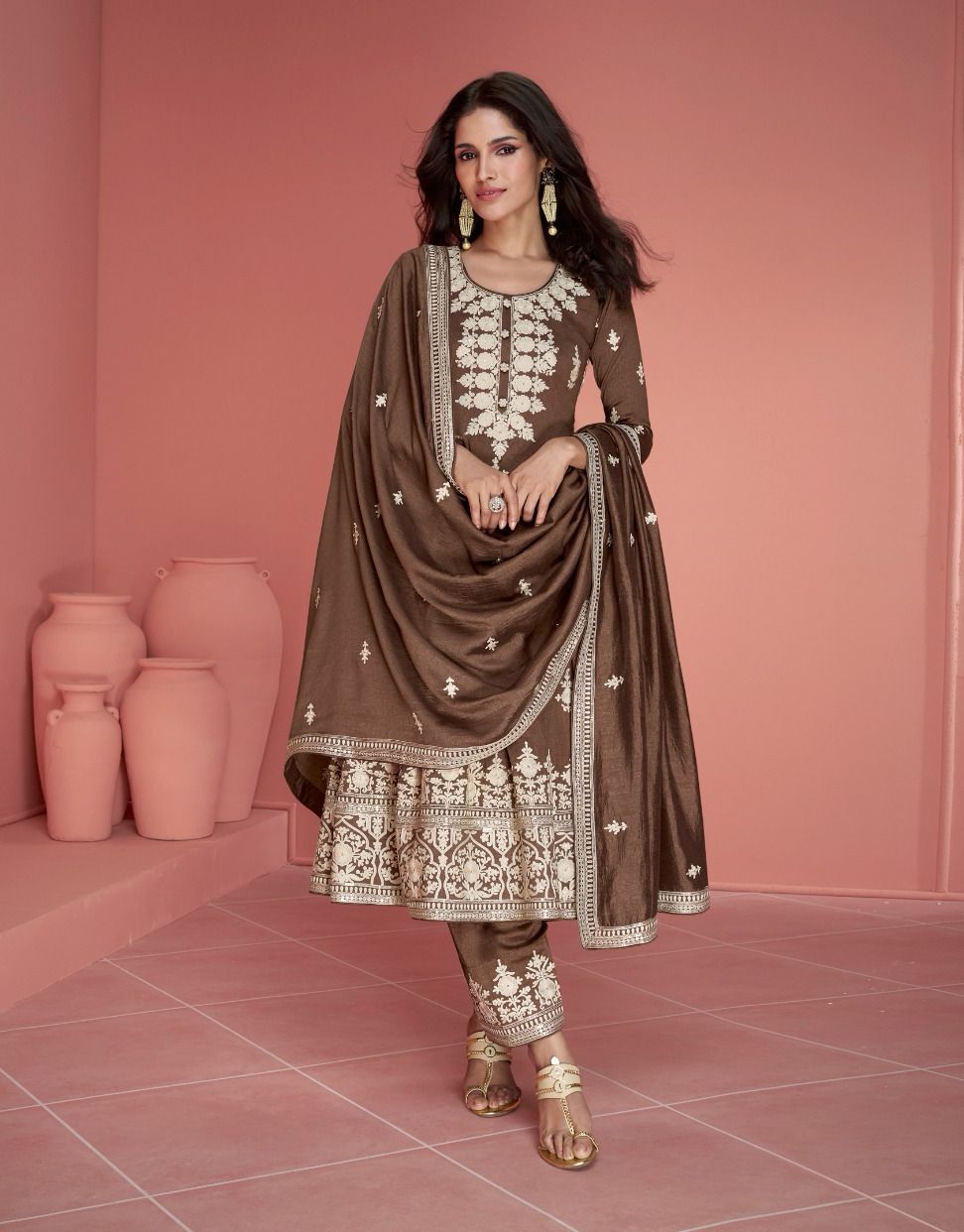 New Heavy Premium silk suit With embroider and jarkan work dupatta