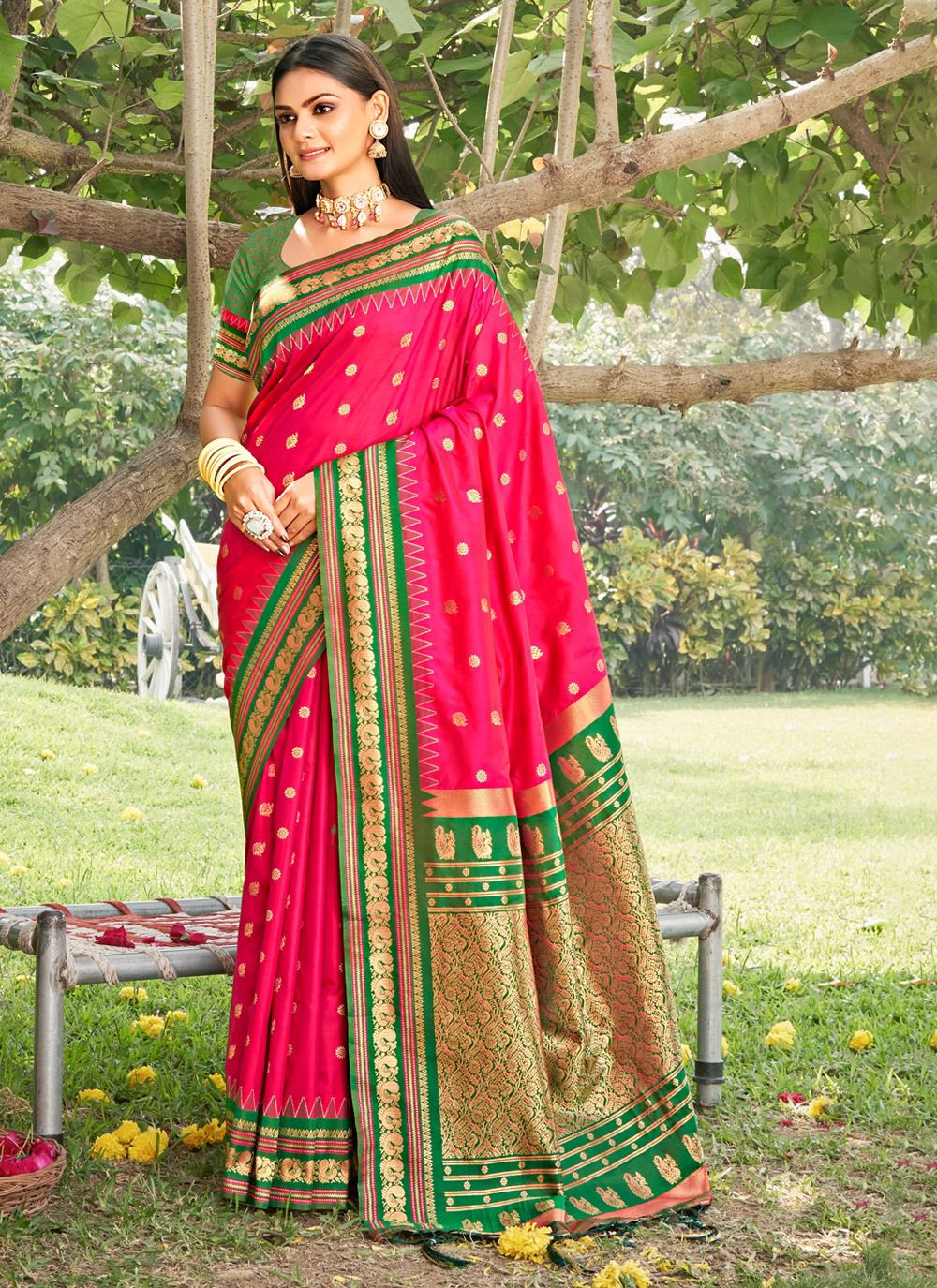 Royal and rich Banarasi Silk Zari  with Paithani Silk With Beautiful Digital Printed Saree