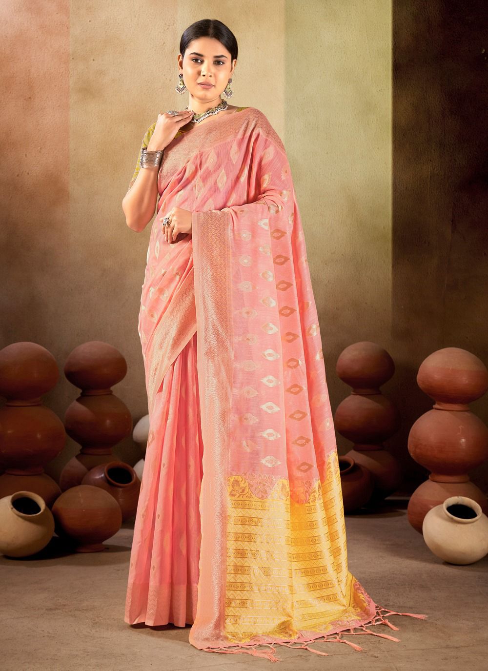 Bollywood Beautiful silk saree with a blouse piece and Linen Saree for women