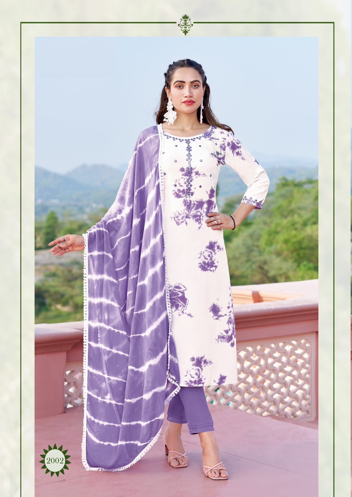 Rayon  Weaving with print Kurtis with Embroidery and Handwork and Pure Viscose Print dupatta