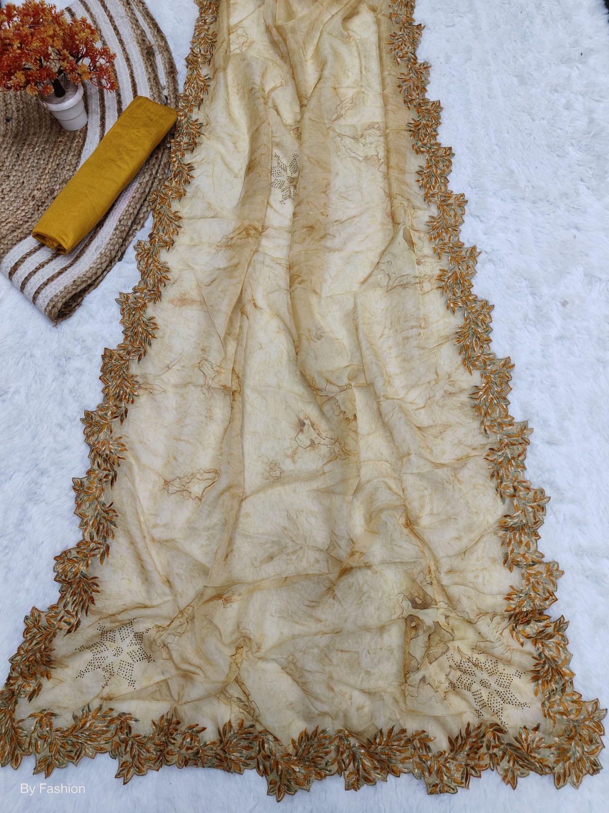 New premium Organza silk with Multi embroidery cutworm pallu work and all over Swarovski diamond butta saree