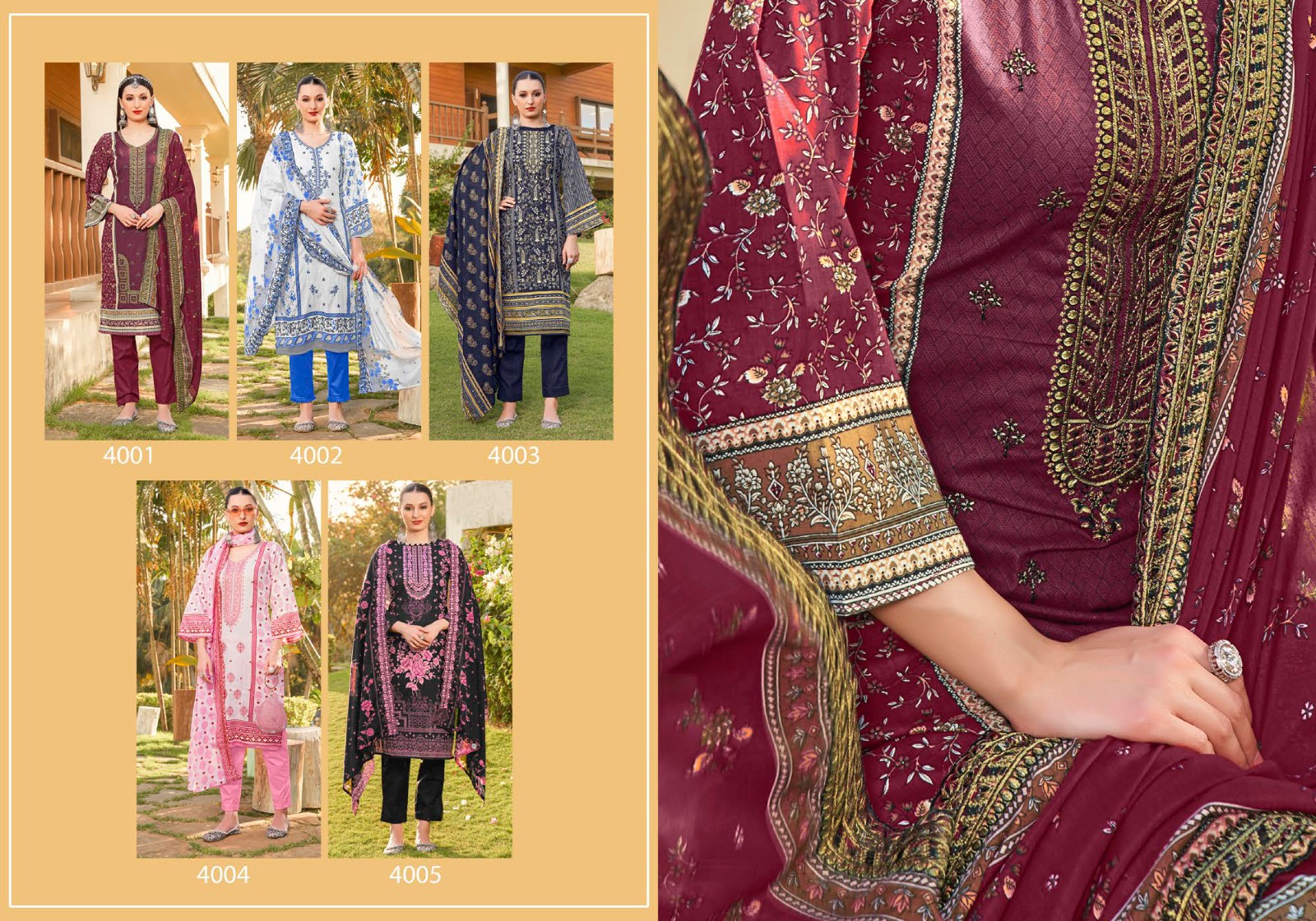 Launching new catalog pure cemric cotton And unique design with embroidery work and cotton dupatta set