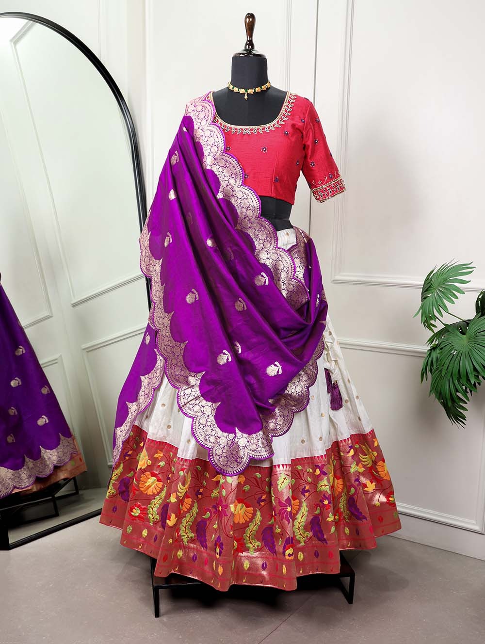 New Jacquard Silk and Zari Weaving Work with Paithani Lehenga Choli with beautiful Dupatta