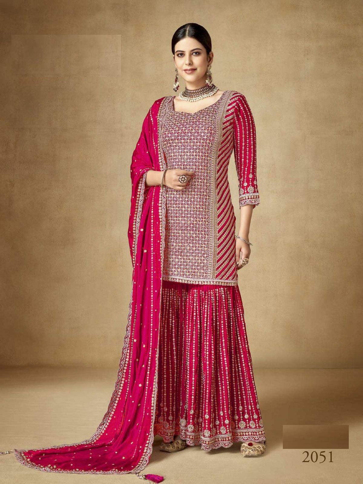 Pure Blooming Heavy Chi-non with Embroidery Fancy Sequence Work and same work dupatta suit