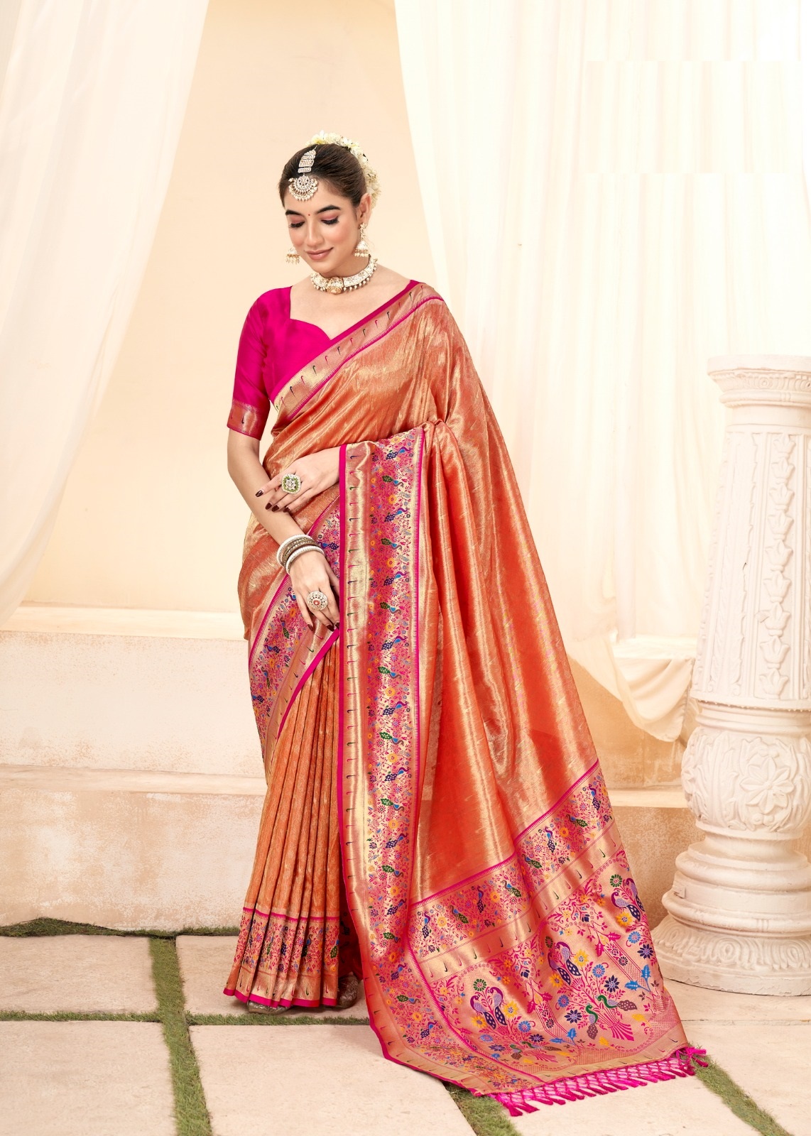 Beautiful Cotton Silk with Hand-loom and Unique Concept for online sale sari