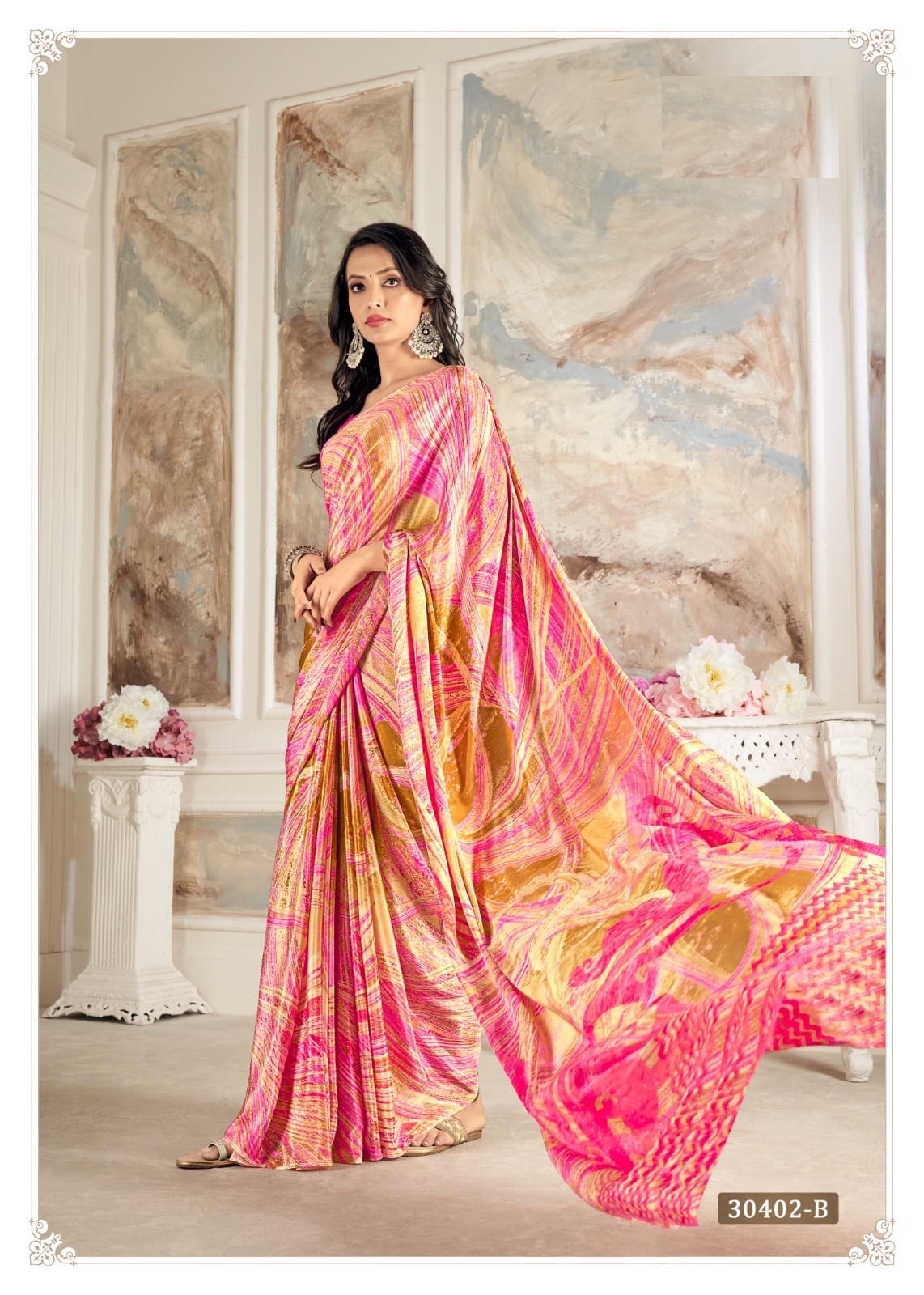 Vivanta and Silk Crepe with Digital Print Work Saree With Blouse Pieces for online sale
