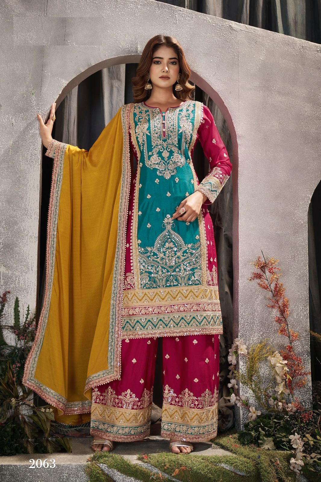 Heavy embroidery fancy and handwork suit with Premium colors chino fabric for online sale