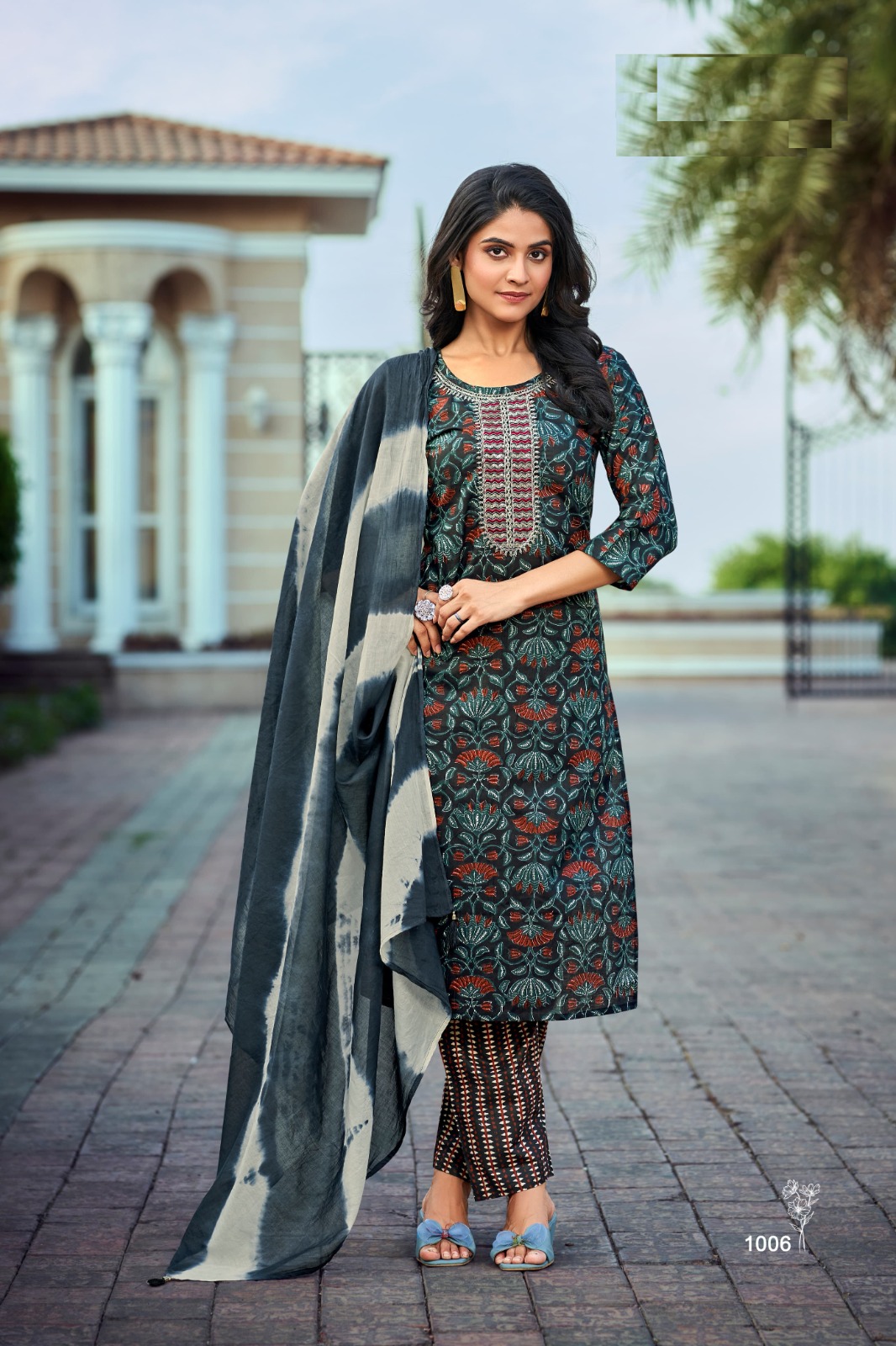 New Cataloger Premium Cotton print with Embroidery Work Kurtis set for online sale