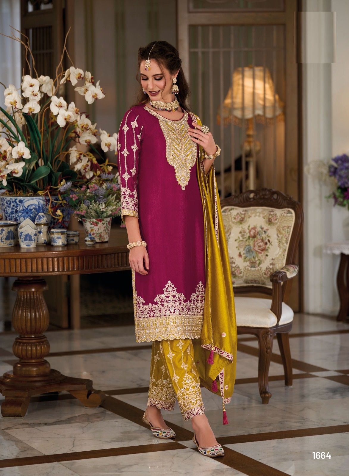Premium silk with embroidery work suit for women online sale