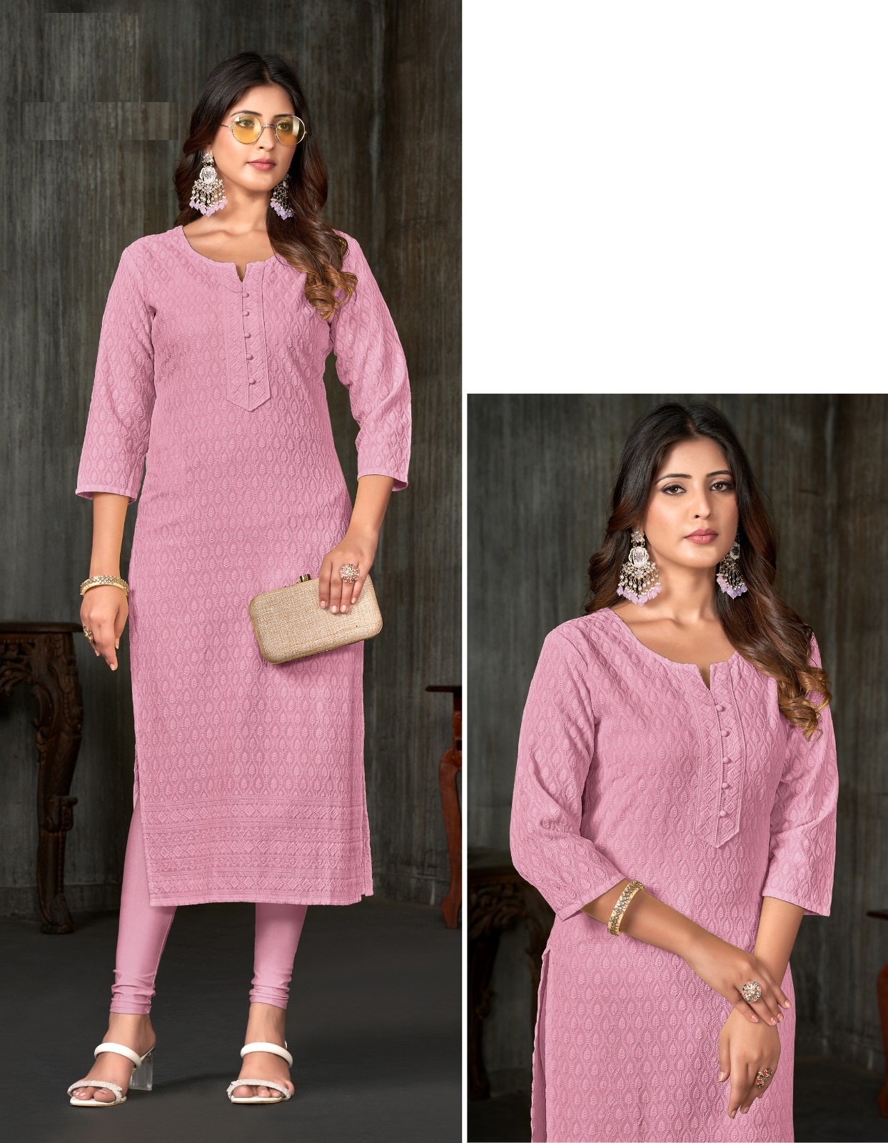 Present New Chikankari Straight Kurtis fully works front and back for the online sale collection