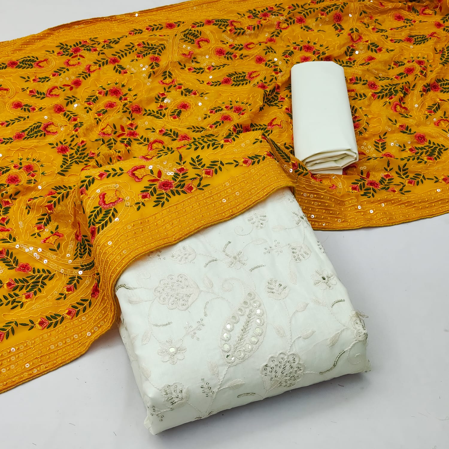 Cotton embroidery dress material suit for women