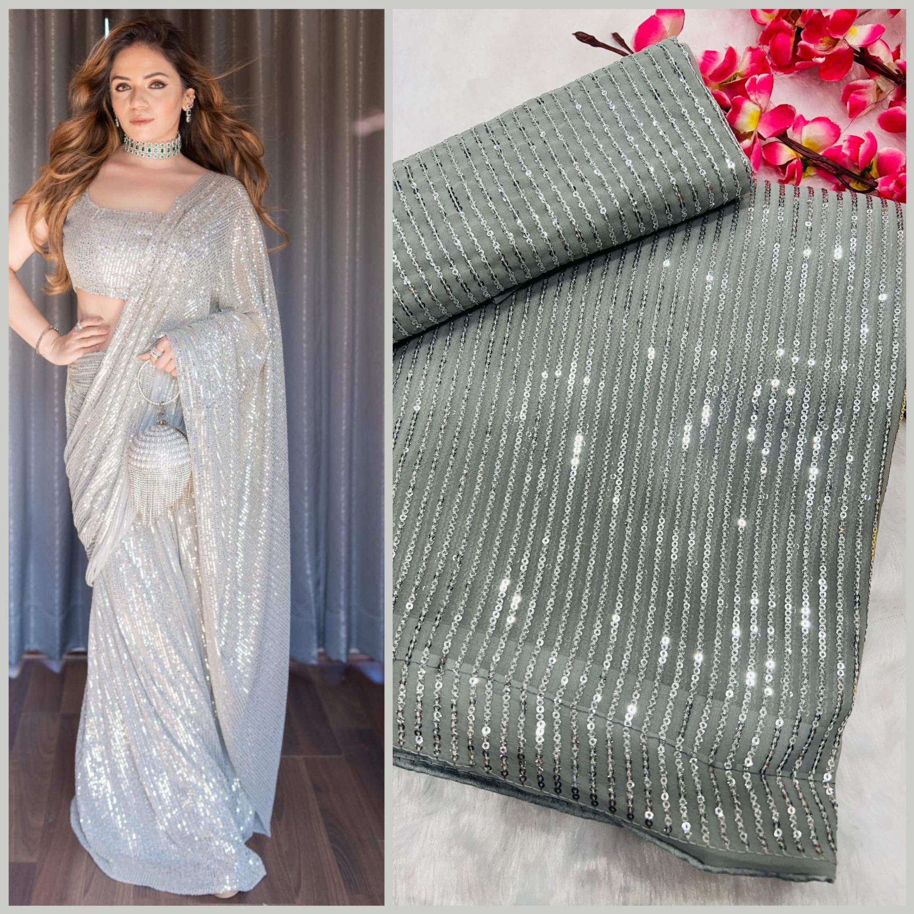 New Launching Candy Crush Tissue Saree Collection