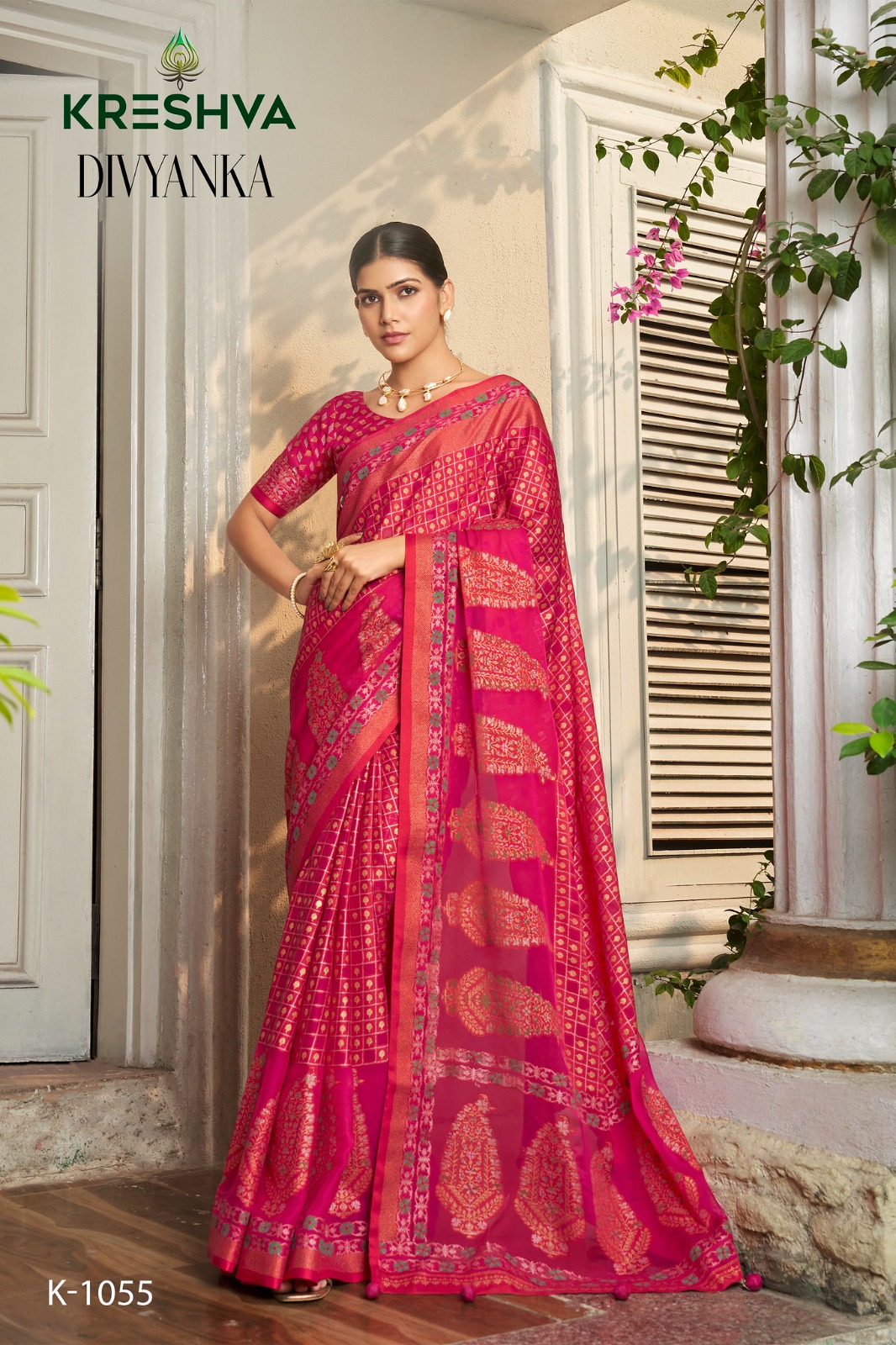 Georgette With Burnout With Traditional Design Saree