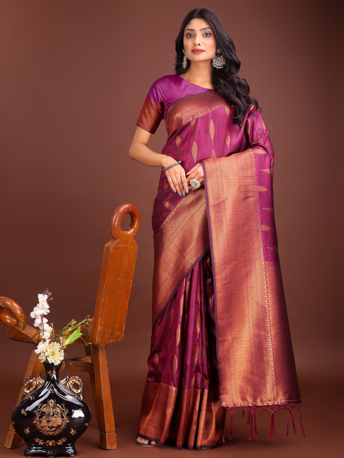 New Fancy Banarasi Silk Saree With Beautiful Color