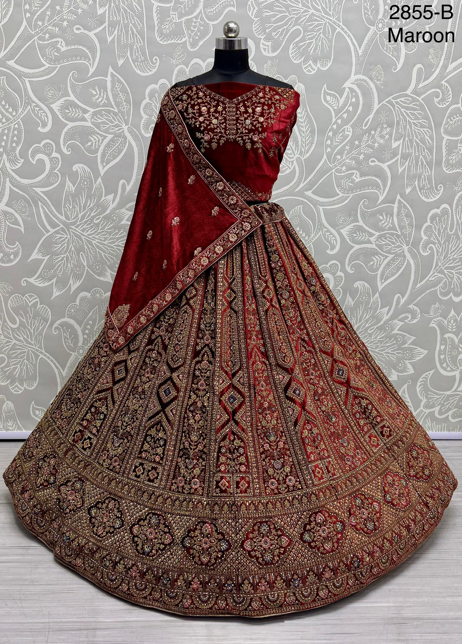 Perfect Dori Embroidery Designer Velvet Lehenga choli